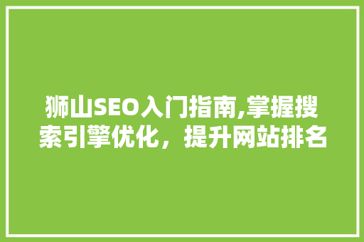 狮山SEO入门指南,掌握搜索引擎优化，提升网站排名与流量 神马SEO