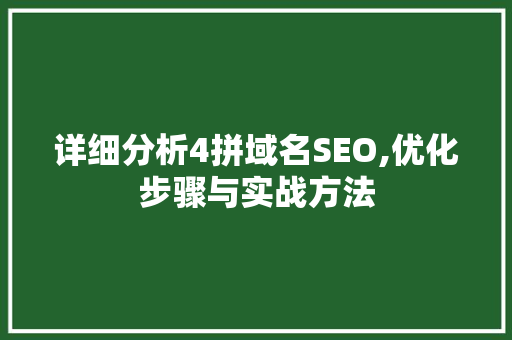 详细分析4拼域名SEO,优化步骤与实战方法