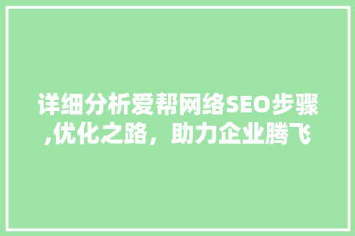 详细分析爱帮网络SEO步骤,优化之路，助力企业腾飞