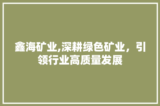 鑫海矿业,深耕绿色矿业，引领行业高质量发展