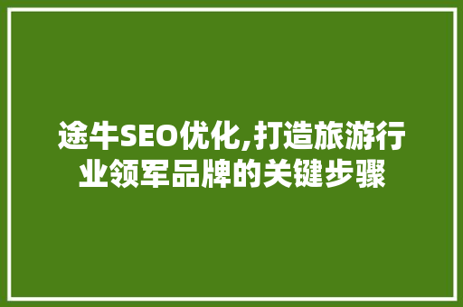 途牛SEO优化,打造旅游行业领军品牌的关键步骤 百度SEO