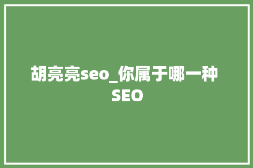 胡亮亮seo_你属于哪一种 SEO