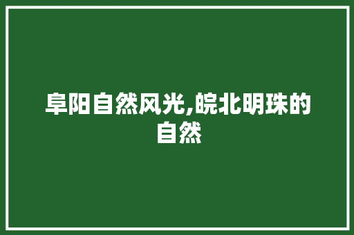 阜阳自然风光,皖北明珠的自然 必应SEO