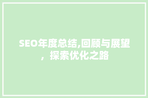 SEO年度总结,回顾与展望，探索优化之路