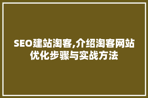 SEO建站淘客,介绍淘客网站优化步骤与实战方法