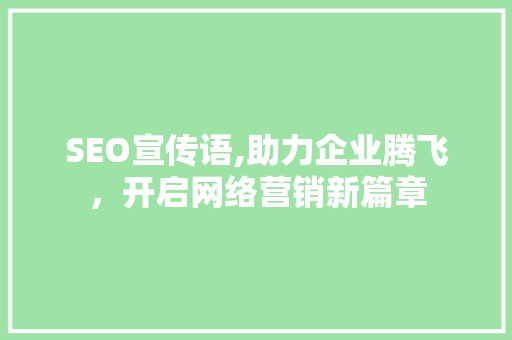 SEO宣传语,助力企业腾飞，开启网络营销新篇章