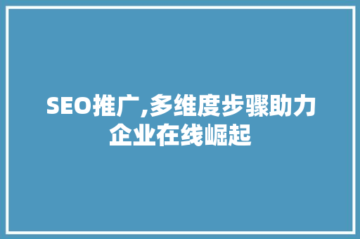 SEO推广,多维度步骤助力企业在线崛起