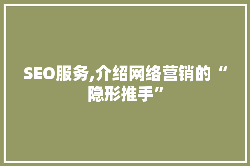 SEO服务,介绍网络营销的“隐形推手” 网站建设公司