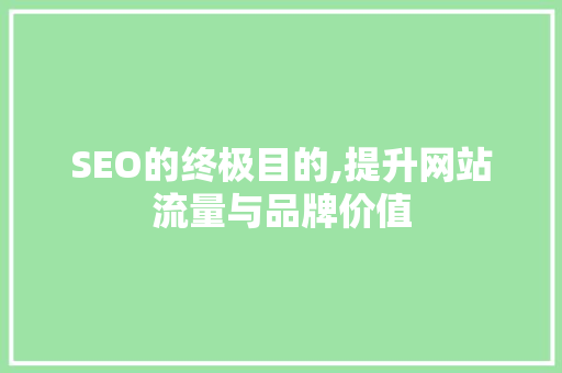 SEO的终极目的,提升网站流量与品牌价值