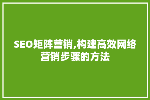 SEO矩阵营销,构建高效网络营销步骤的方法