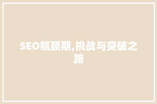 SEO瓶颈期,挑战与突破之路 SEO关键词