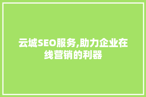 云城SEO服务,助力企业在线营销的利器 神马SEO