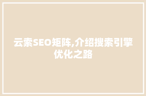 云索SEO矩阵,介绍搜索引擎优化之路