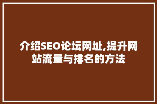 介绍SEO论坛网址,提升网站流量与排名的方法