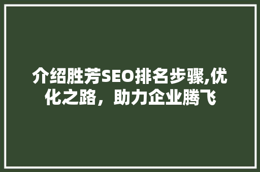 介绍胜芳SEO排名步骤,优化之路，助力企业腾飞
