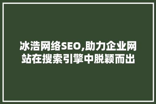 冰浩网络SEO,助力企业网站在搜索引擎中脱颖而出
