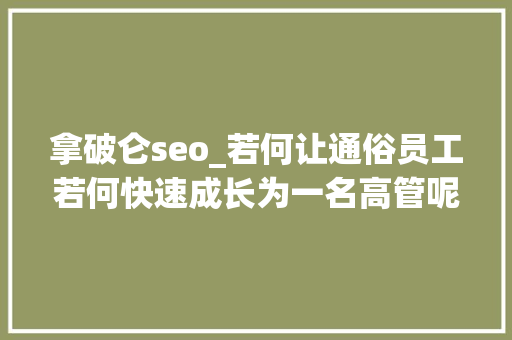 拿破仑seo_若何让通俗员工若何快速成长为一名高管呢 拿破仑seo_若何让通俗员工若何快速成长为一名高管呢 神马SEO
