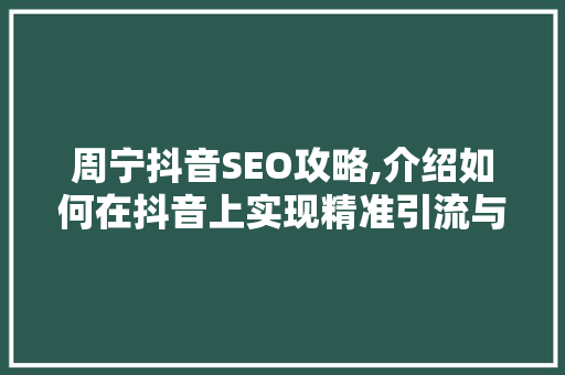 周宁抖音SEO攻略,介绍如何在抖音上实现精准引流与高效转化 SEO关键词