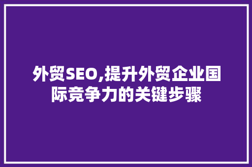 外贸SEO,提升外贸企业国际竞争力的关键步骤