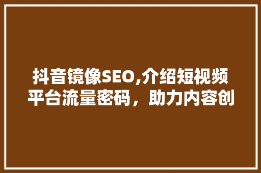 抖音镜像SEO,介绍短视频平台流量密码，助力内容创作者破局而出