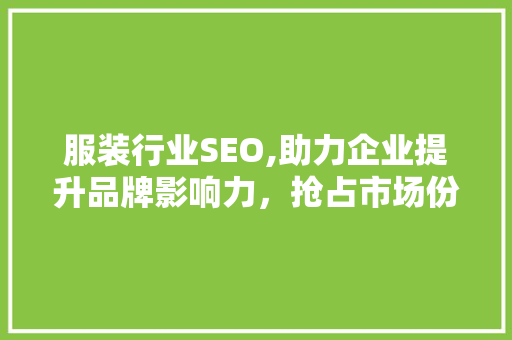 服装行业SEO,助力企业提升品牌影响力，抢占市场份额