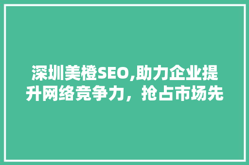 深圳美橙SEO,助力企业提升网络竞争力，抢占市场先机
