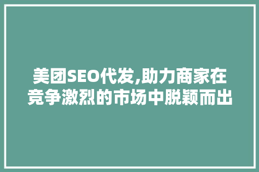 美团SEO代发,助力商家在竞争激烈的市场中脱颖而出 SEO关键词