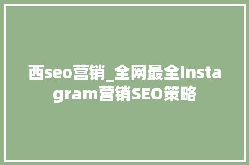 西seo营销_全网最全Instagram营销SEO策略