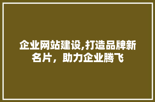 企业网站建设,打造品牌新名片，助力企业腾飞