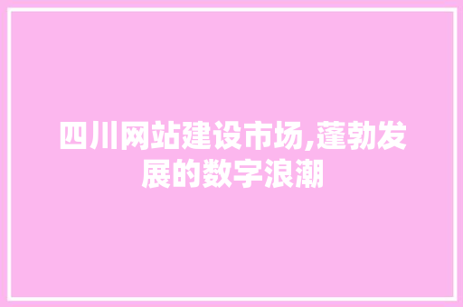 四川网站建设市场,蓬勃发展的数字浪潮 百度SEO