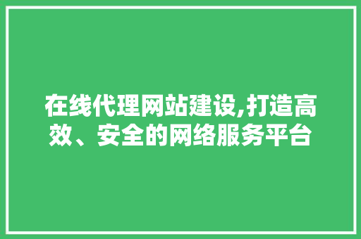 在线代理网站建设,打造高效、安全的网络服务平台 神马SEO