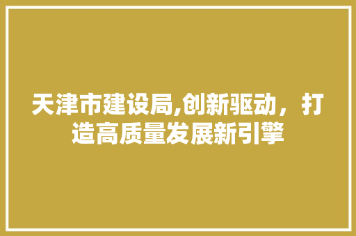 天津市建设局,创新驱动，打造高质量发展新引擎 必应SEO