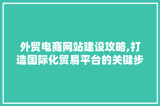 外贸电商网站建设攻略,打造国际化贸易平台的关键步骤 网站建设公司