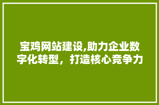 宝鸡网站建设,助力企业数字化转型，打造核心竞争力 必应SEO