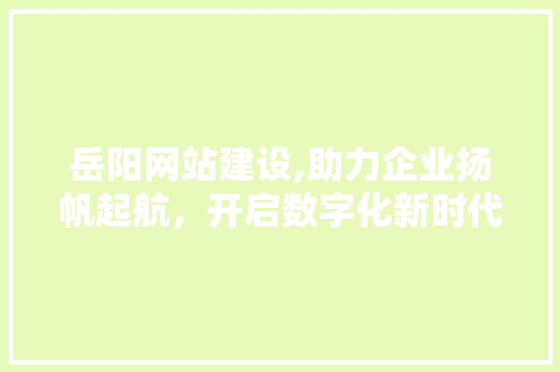 岳阳网站建设,助力企业扬帆起航，开启数字化新时代 百度SEO