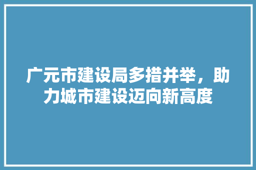 广元市建设局多措并举，助力城市建设迈向新高度