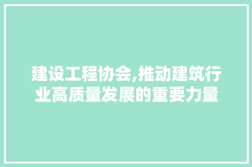 建设工程协会,推动建筑行业高质量发展的重要力量 网站建设公司