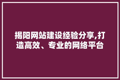 揭阳网站建设经验分享,打造高效、专业的网络平台