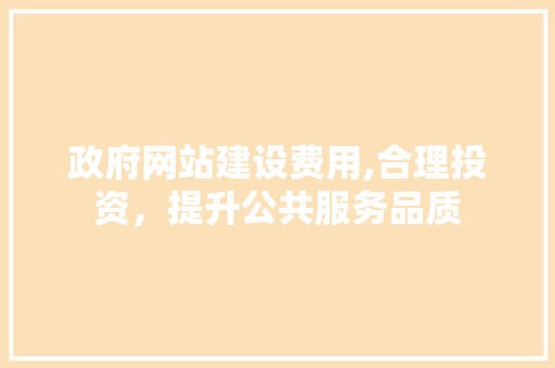 政府网站建设费用,合理投资，提升公共服务品质