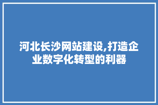河北长沙网站建设,打造企业数字化转型的利器