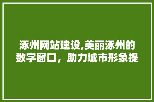 涿州网站建设,美丽涿州的数字窗口，助力城市形象提升