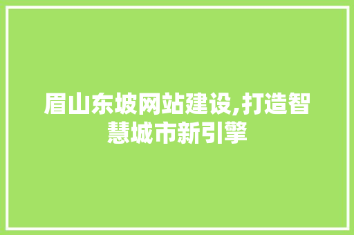 眉山东坡网站建设,打造智慧城市新引擎