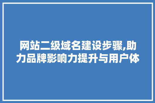 网站二级域名建设步骤,助力品牌影响力提升与用户体验优化 SEO关键词