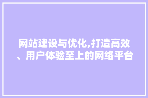 网站建设与优化,打造高效、用户体验至上的网络平台