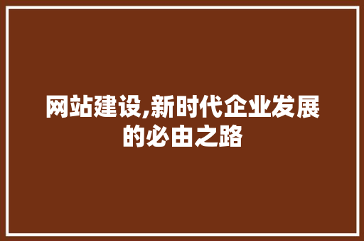 网站建设,新时代企业发展的必由之路 网站建设公司