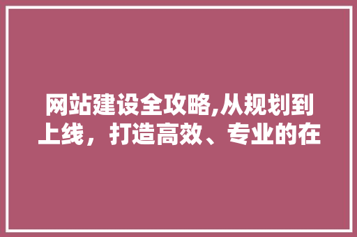 网站建设全攻略,从规划到上线，打造高效、专业的在线平台 SEO关键词