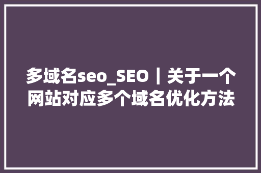 多域名seo_SEO｜关于一个网站对应多个域名优化方法 多域名seo_SEO｜关于一个网站对应多个域名优化方法 网站建设公司
