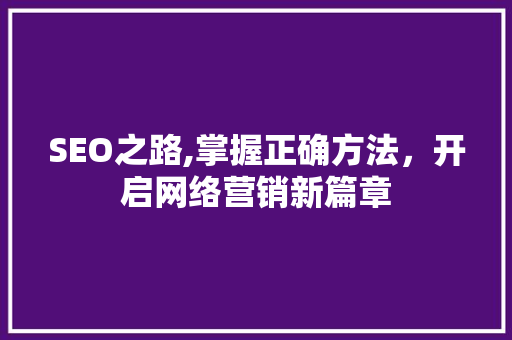 SEO之路,掌握正确方法，开启网络营销新篇章 神马SEO