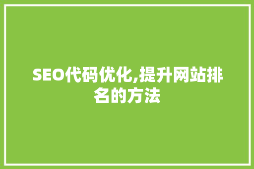 SEO代码优化,提升网站排名的方法 神马SEO