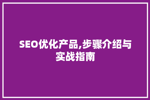 SEO优化产品,步骤介绍与实战指南